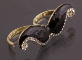 Anel Moustache Preto c/ Strass